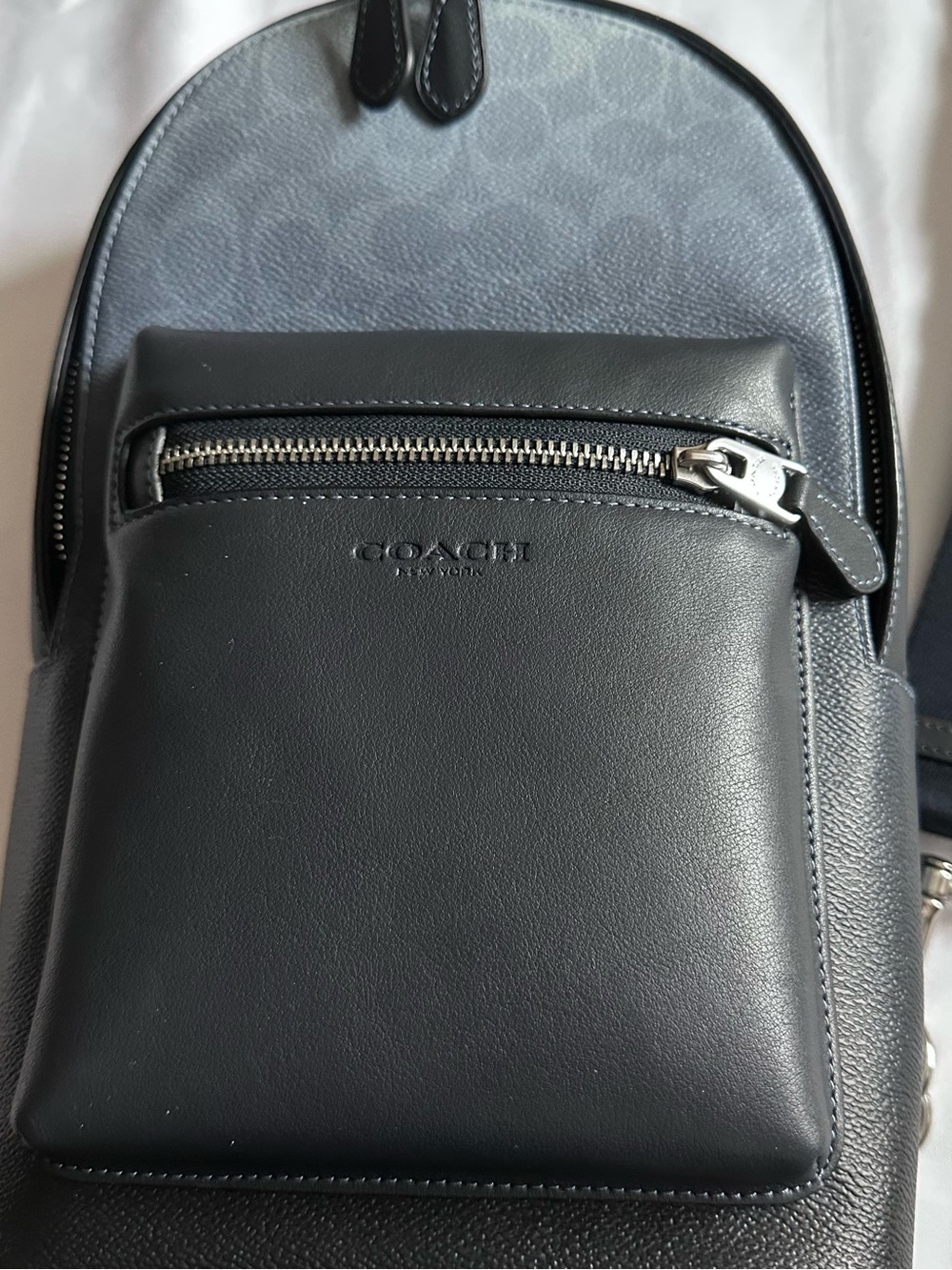 Coach Black Leather Sling Backpack with Silver Hardware - Picture 2 of 13
